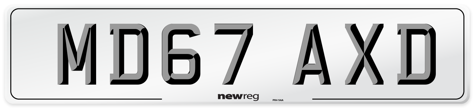 MD67 AXD Number Plate from New Reg